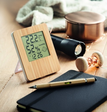 Logo trade promotional giveaways picture of: Bamboo weather station