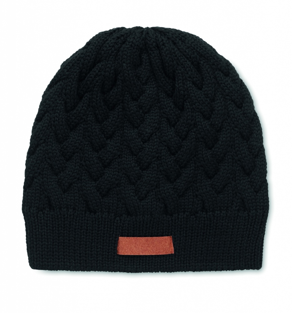 Logotrade promotional item image of: Cable knit beanie in RPET