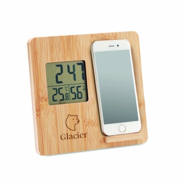 Logotrade business gift image of: Bamboo weather station 10W