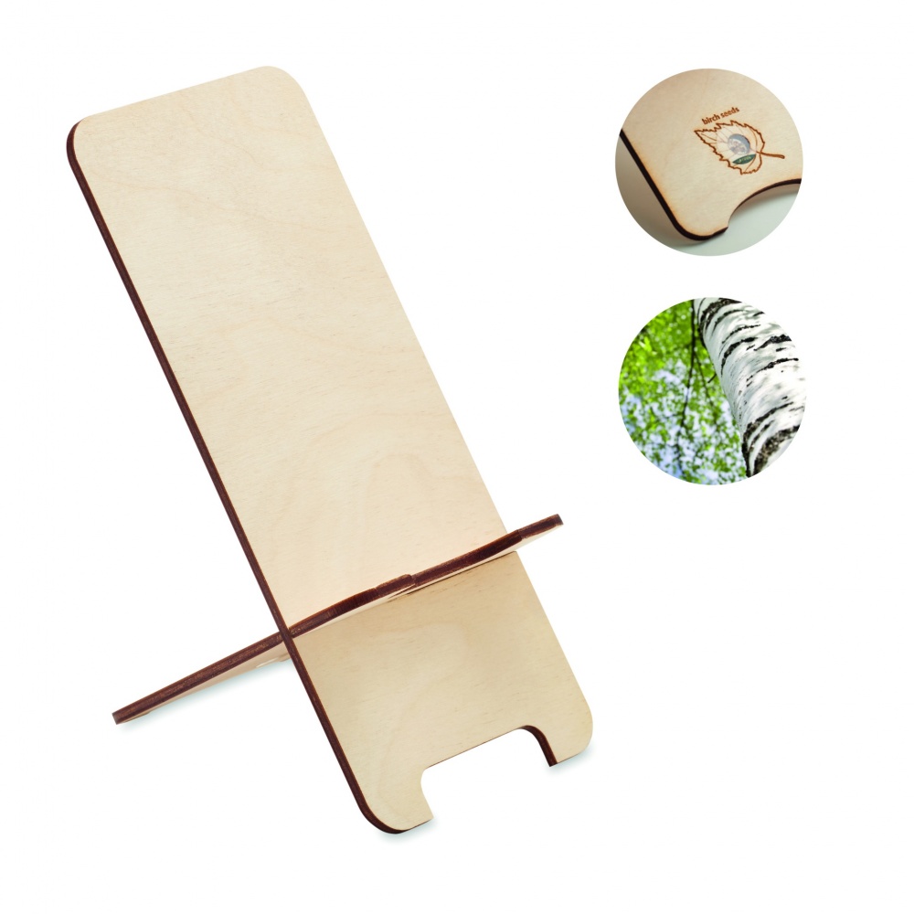 Logo trade promotional items picture of: Birch Wood phone stand