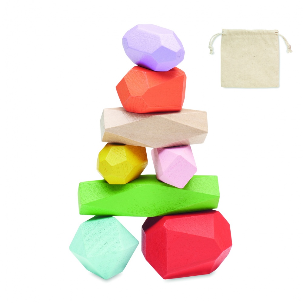 Logotrade advertising product picture of: 8 stacking wood rocks in pouch