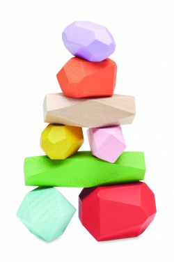 Logo trade promotional gifts picture of: 8 stacking wood rocks in pouch