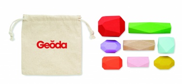 Logo trade promotional gift photo of: 8 stacking wood rocks in pouch