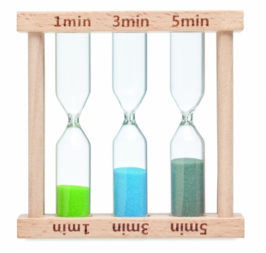 Logo trade promotional merchandise picture of: Set of 3 wooden sand timer