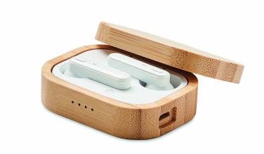 Logotrade promotional item image of: TWS earbuds in bamboo case
