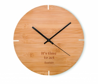 Logo trade corporate gifts picture of: Round shape bamboo wall clock