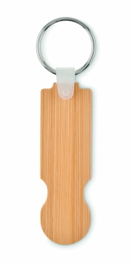 Logotrade advertising product picture of: Bamboo euro token key ring Rauma