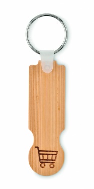 Logo trade promotional merchandise photo of: Bamboo euro token key ring Rauma