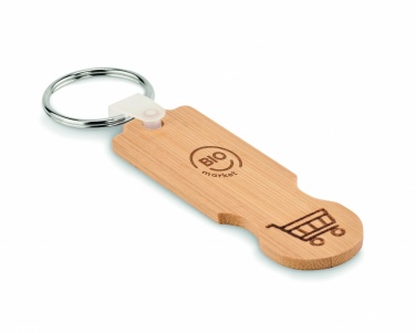 Logo trade promotional merchandise image of: Bamboo euro token key ring Rauma