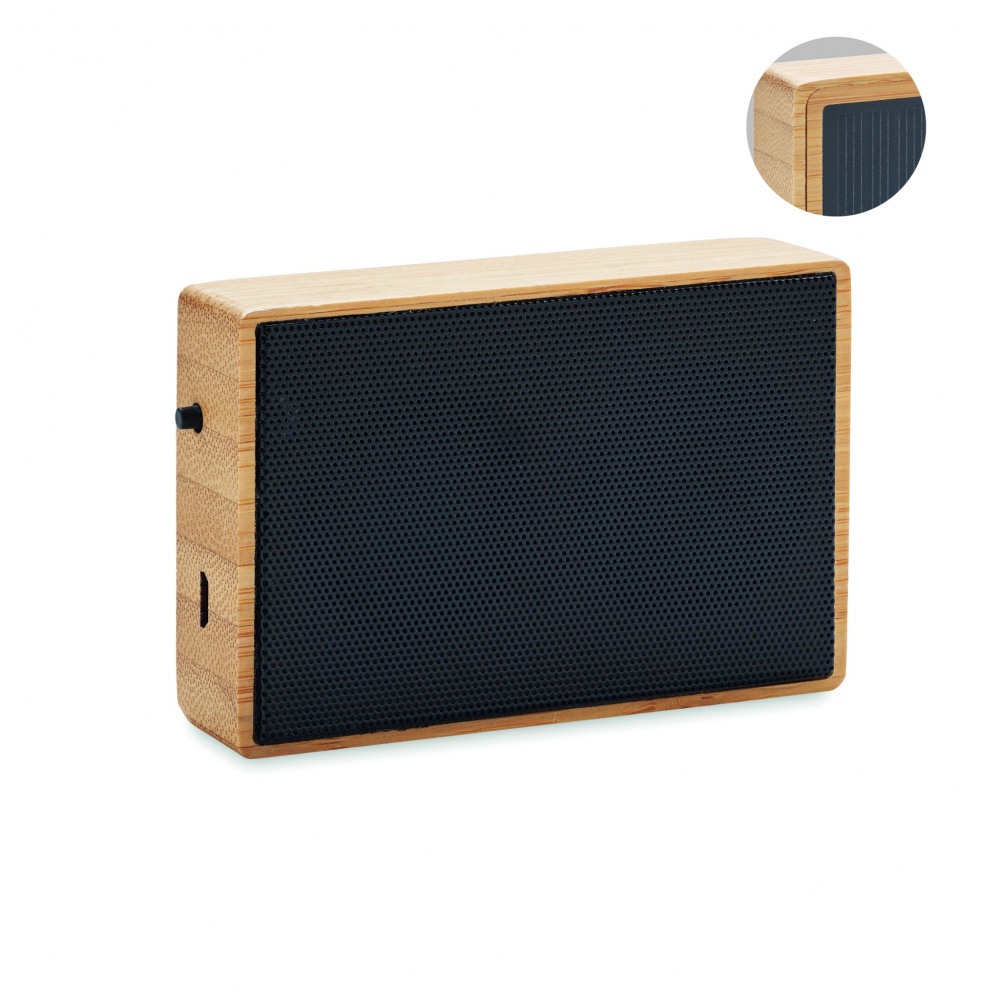 Logo trade corporate gift photo of: Solar bamboo wireless speaker
