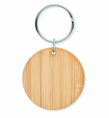 Logo trade promotional merchandise image of: Round bamboo key ring Pieksämäki