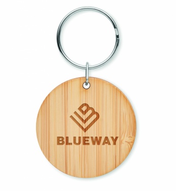 Logo trade promotional product photo of: Round bamboo key ring Pieksämäki