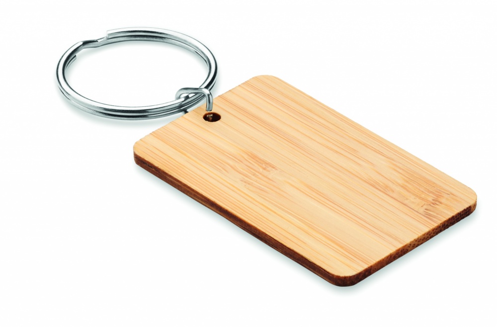 Logotrade promotional gift picture of: Rectangular bamboo key ring Riihimäki
