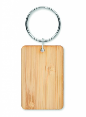 Logo trade promotional item photo of: Rectangular bamboo key ring Riihimäki