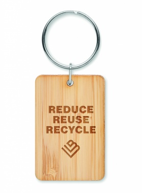 Logo trade promotional products image of: Rectangular bamboo key ring Riihimäki