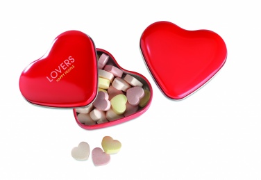 Logotrade corporate gift image of: Heart tin box with candies