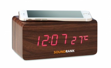 Logo trade promotional gift photo of: LED clock/5W wireless charger