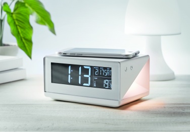 Logo trade promotional merchandise image of: LED clock & wireless charger5W