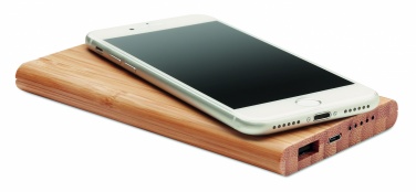 Logo trade promotional giveaways image of: Wireless power bank in bamboo 6000mAh ARENA