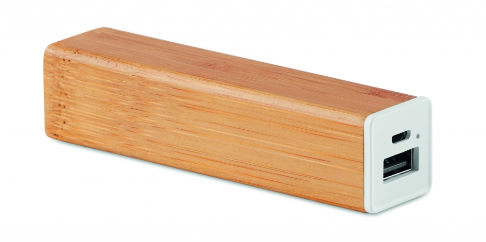 Logo trade business gifts image of: Power bank bamboo 2200 mAh POWERBAM