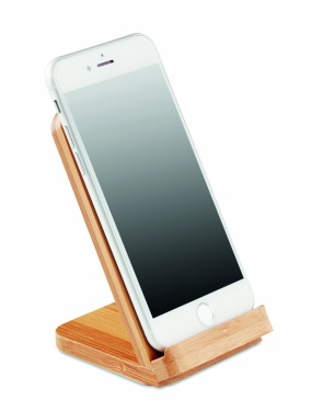 Logotrade promotional gift picture of: Bamboo wireless charge stand 5W WIRESTAND