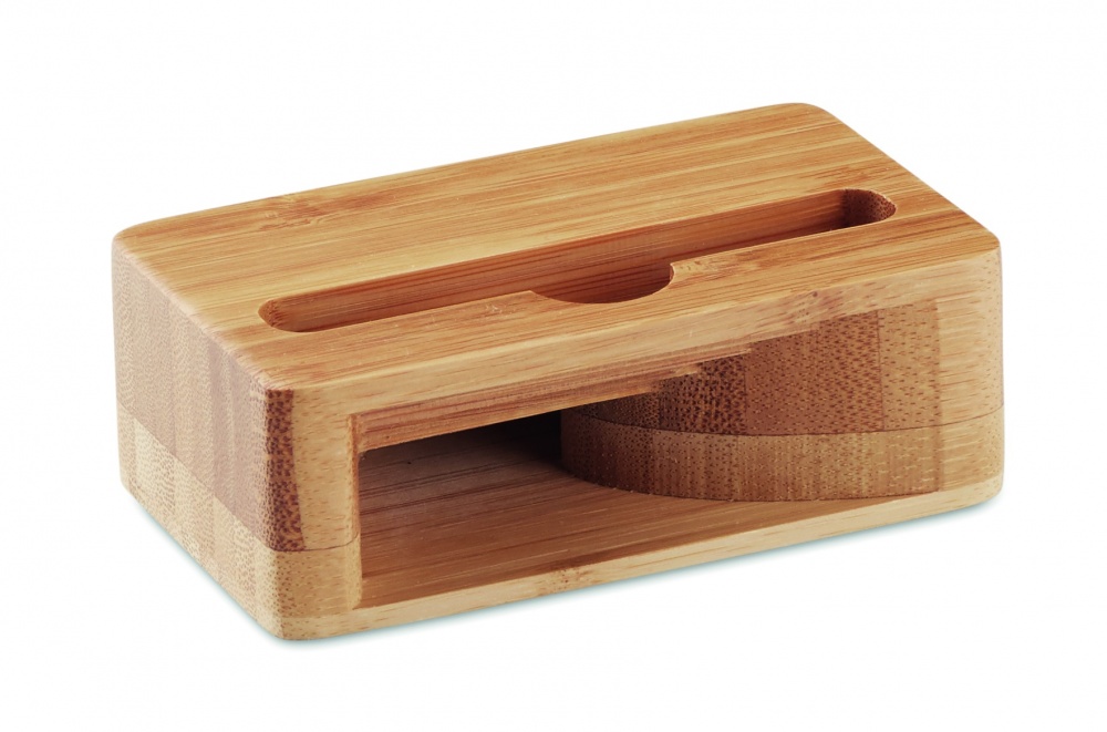 Logo trade promotional giveaways picture of: Bamboo phone stand-amplifier CARACOL