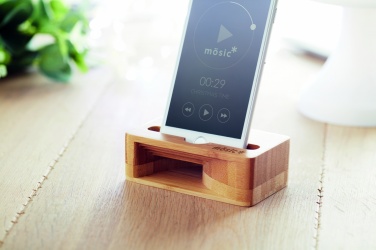 Logotrade promotional gift picture of: Bamboo phone stand-amplifier CARACOL