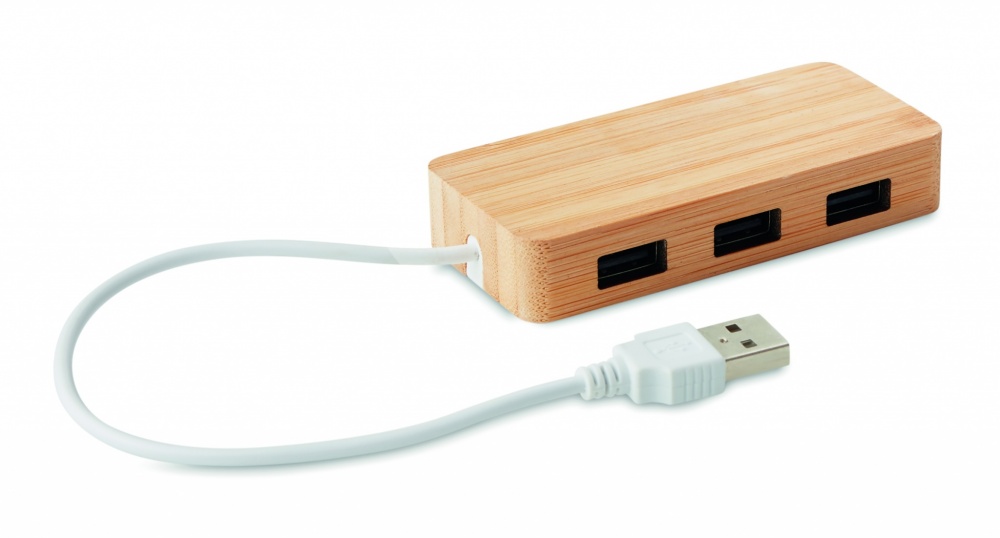 Logotrade promotional gift picture of: Bamboo USB 3 ports hub