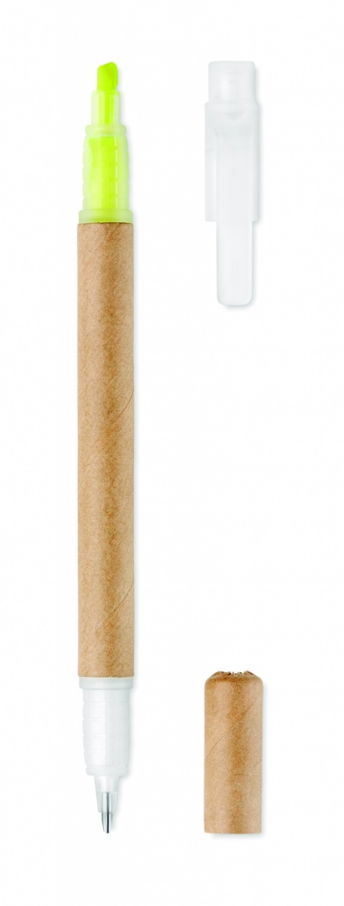 Logo trade promotional gifts image of: 2 in 1 carton pen highlighter