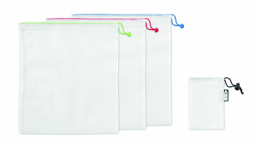 Logo trade corporate gifts image of: Set of 3 RPET mesh food bags