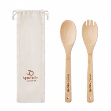 Logo trade promotional products picture of: Set bamboo utensils salad
