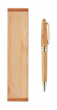 Logo trade advertising products image of: Bamboo twist-action ballpoint pen in a box