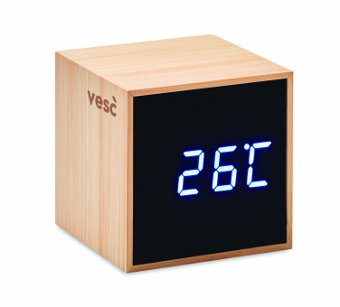 Logotrade promotional item picture of: LED alarm clock bamboo casing Dortmund