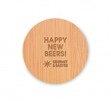 Logo trade advertising products picture of: Bamboo bottle opener/ coaster DAKAI