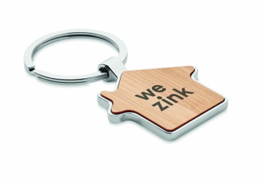 Logo trade promotional gifts picture of: House key ring metal bamboo NORDIC