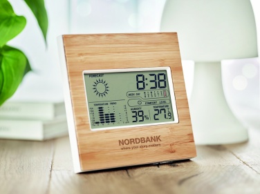 Logotrade corporate gift image of: Weather station bamboo front TURKU