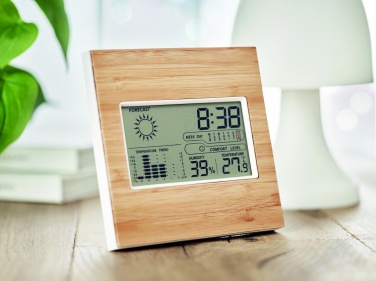 Logo trade promotional merchandise photo of: Weather station bamboo front TURKU
