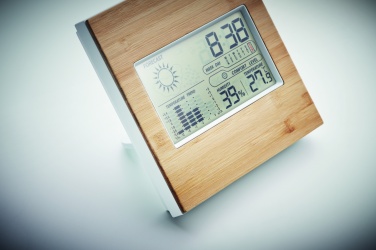 Logo trade corporate gifts image of: Weather station bamboo front TURKU