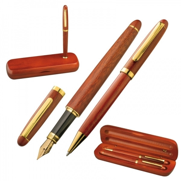 Logo trade promotional gift photo of: Rosewood writing set OXFORD