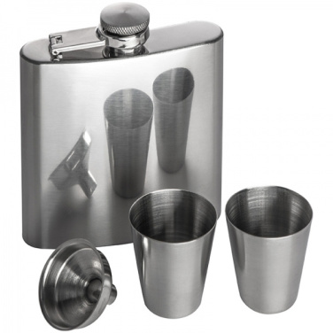 Logo trade promotional products image of: Hip flask with 2 shot glasses SANDVIKEN 170 ml