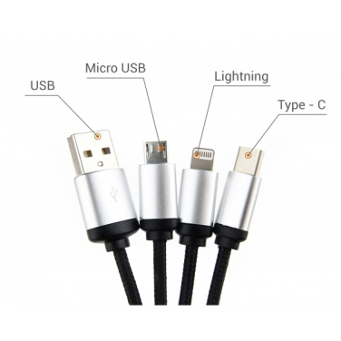 Logo trade promotional gifts picture of: 3in1 cable with enlighted logo for engraving, RXD-368