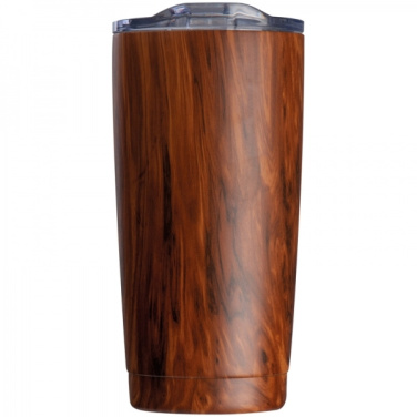 Logotrade promotional item picture of: Stainless steel mug with wooden look COSTA RICA 550 ml