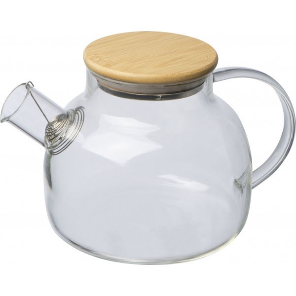 Logo trade promotional giveaway photo of: Glass jug with bamboo lid FRANKFURT 1000ml