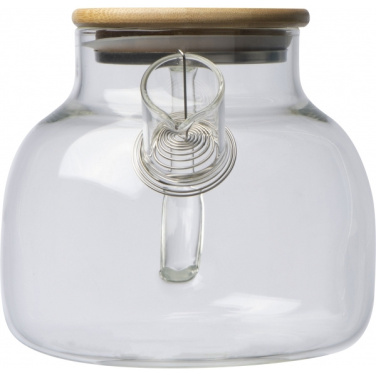 Logo trade promotional items image of: Glass jug with bamboo lid FRANKFURT 1000ml