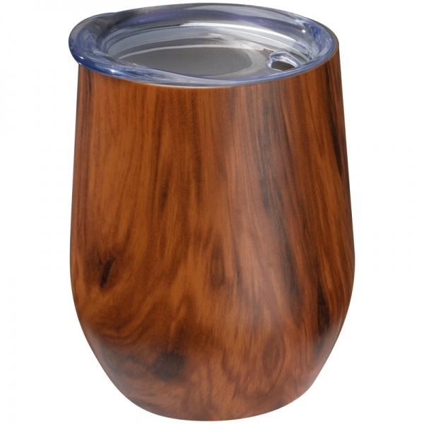 Logotrade promotional merchandise picture of: Stainless steel mug with wooden look BRIGHTON 380 ml