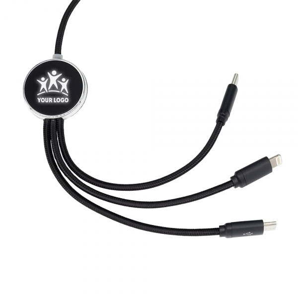 Logotrade business gifts photo of: 3in1 long cable with elighted logo for engraving, W201TG