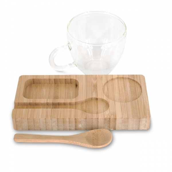 Logotrade promotional giveaway picture of: Tray with cup and spoon FORMOSA 150 ml