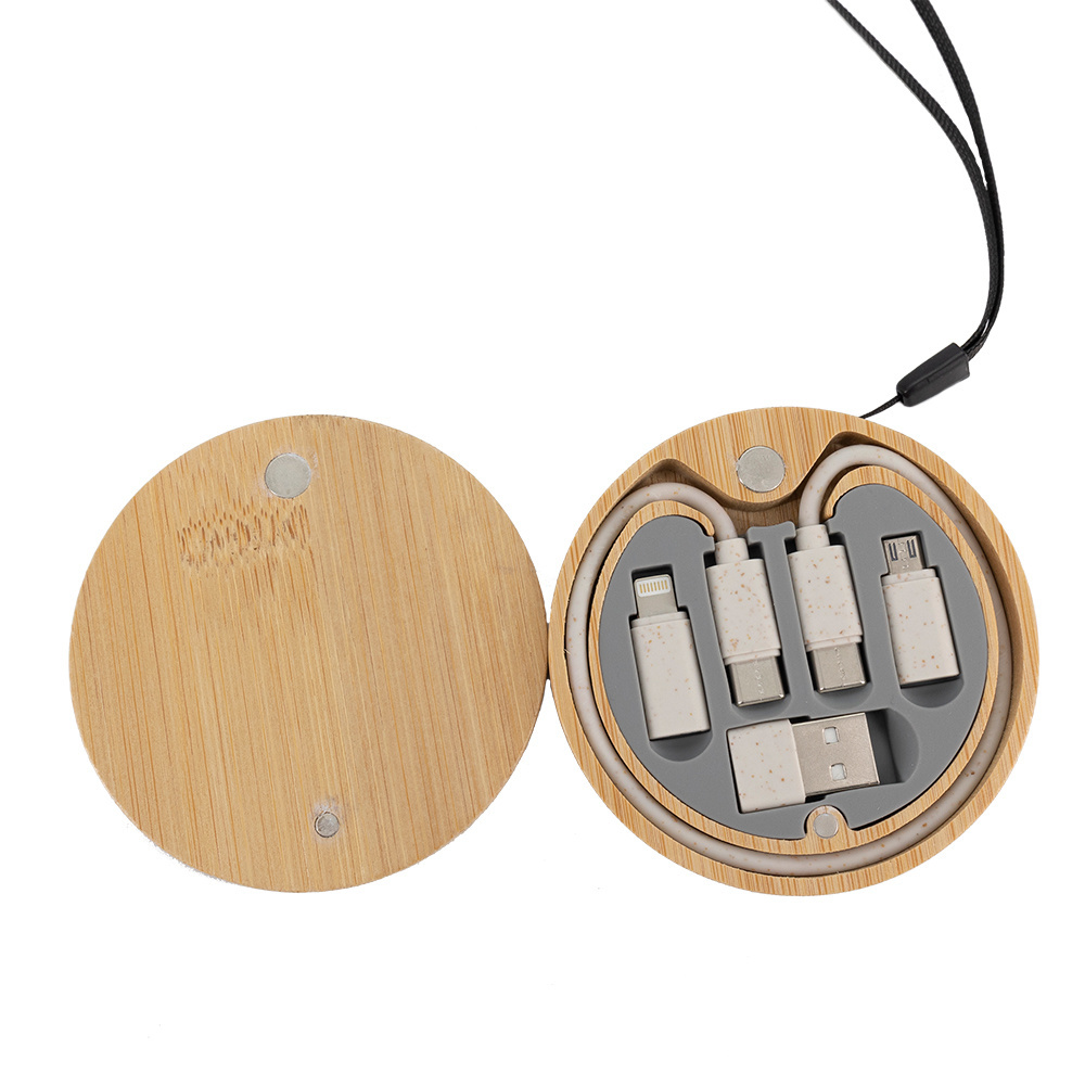 Logotrade promotional giveaways photo of: 4in1 cable in wooden case, LH-ZM01