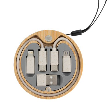 Logotrade promotional item picture of: 4in1 cable in wooden case, LH-ZM01