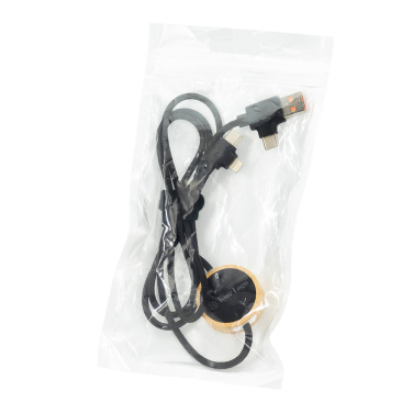 Logo trade promotional merchandise picture of: 4in1 long wooden cable with elighted logo for engraving